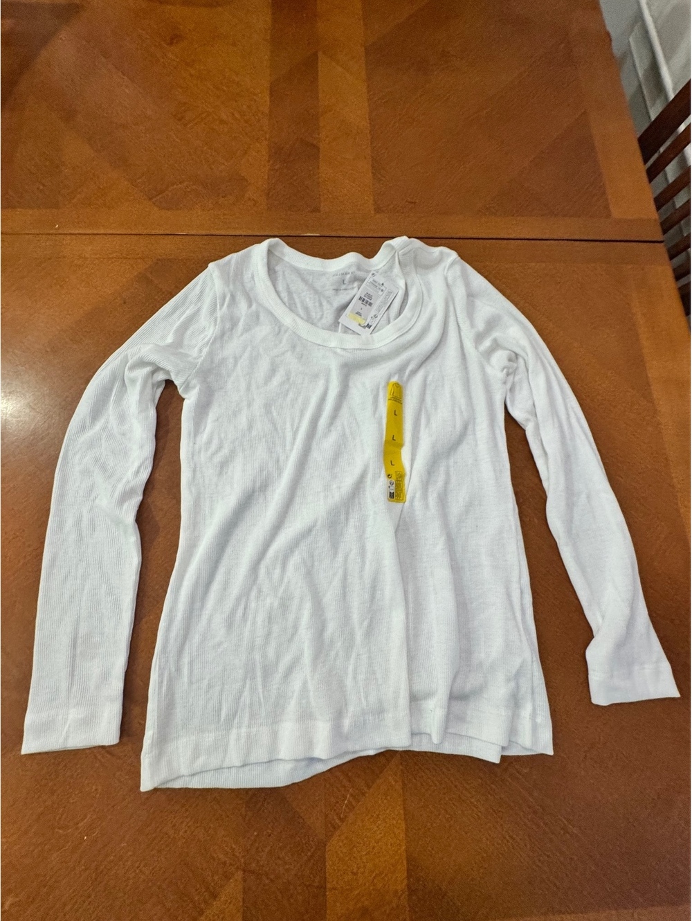 Primark Women's White Long Sleeve Ribbed Knit Shirt L 3204